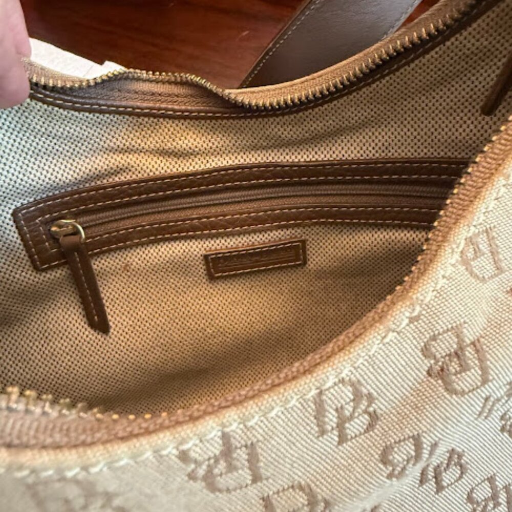 Vintage Dooney & Bourke monogram shoulder Bag brown Leather & DB monogram - Picture 14 of 15